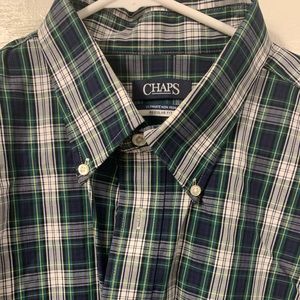 Men’s chaps L/S button down shirt tartan plaid XL
